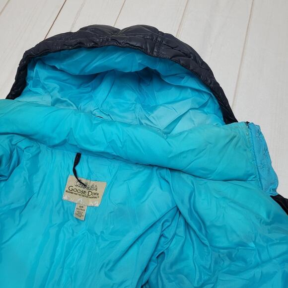 Cabelas 650 goose down puffer jacket winter coat hooded navy blue - Picture 2 of 8
